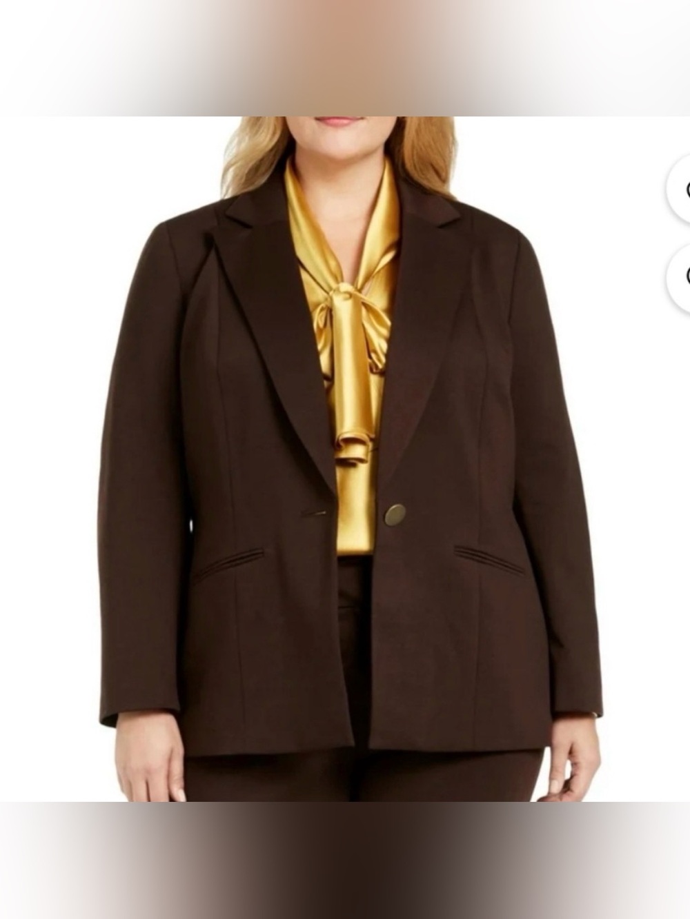 Kasper Brown Single-Button Notch Lapel Blazer
